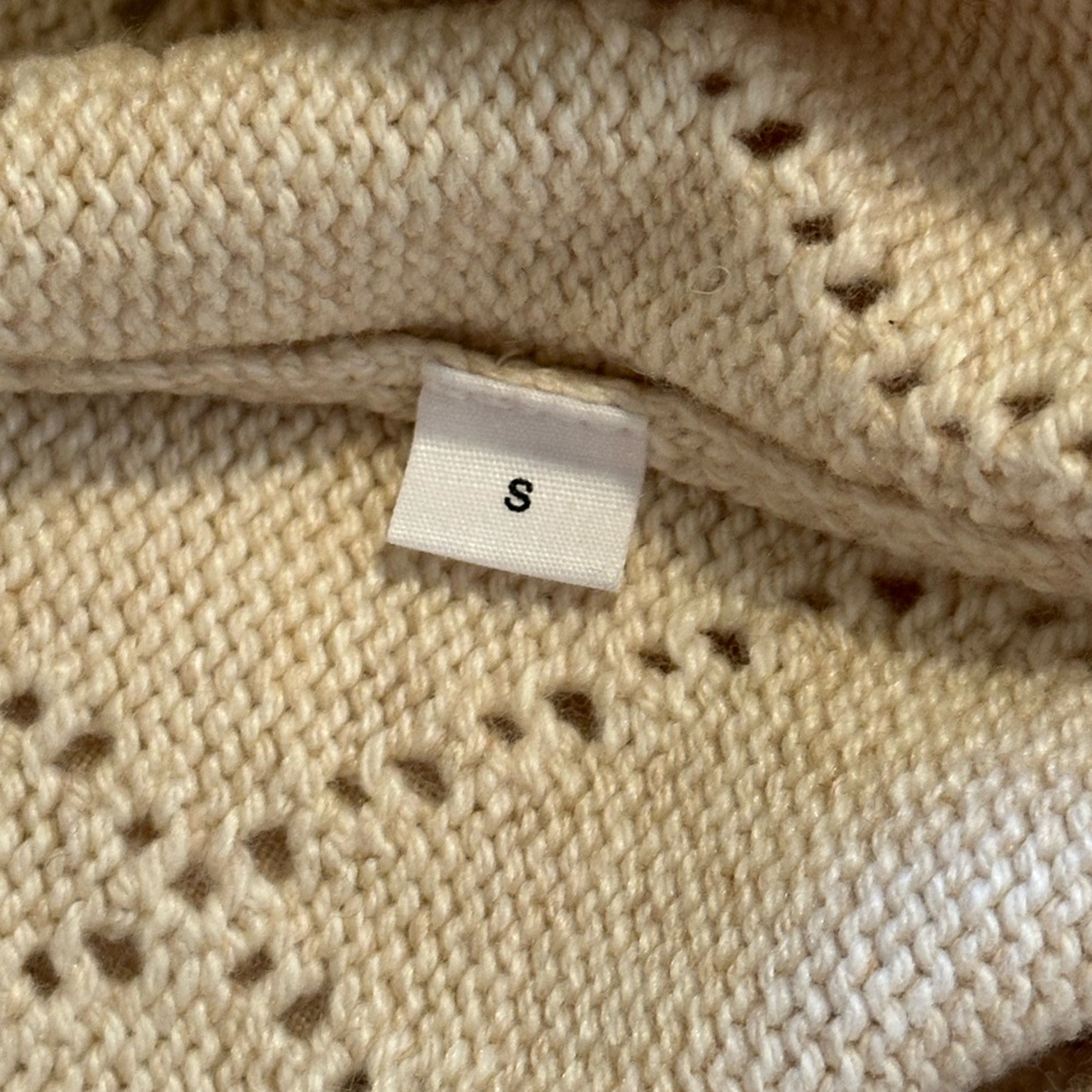 NWT Sz S Naadam argyle print cream white knit crew neck sweater cashmere blend - Picture 6 of 8